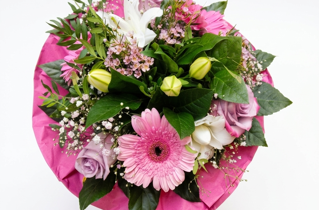 Blumenstrauß rund in pink