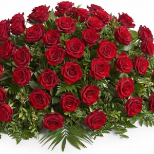 Sarggesteck rote Rosen